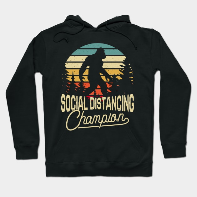 Social Distancing World Champions Funny Antisocial Introvert Hoodie by Cheesybee